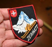 VINTAGE Badge ZERMATT nos ST. GALLER STICKEREI ski berg