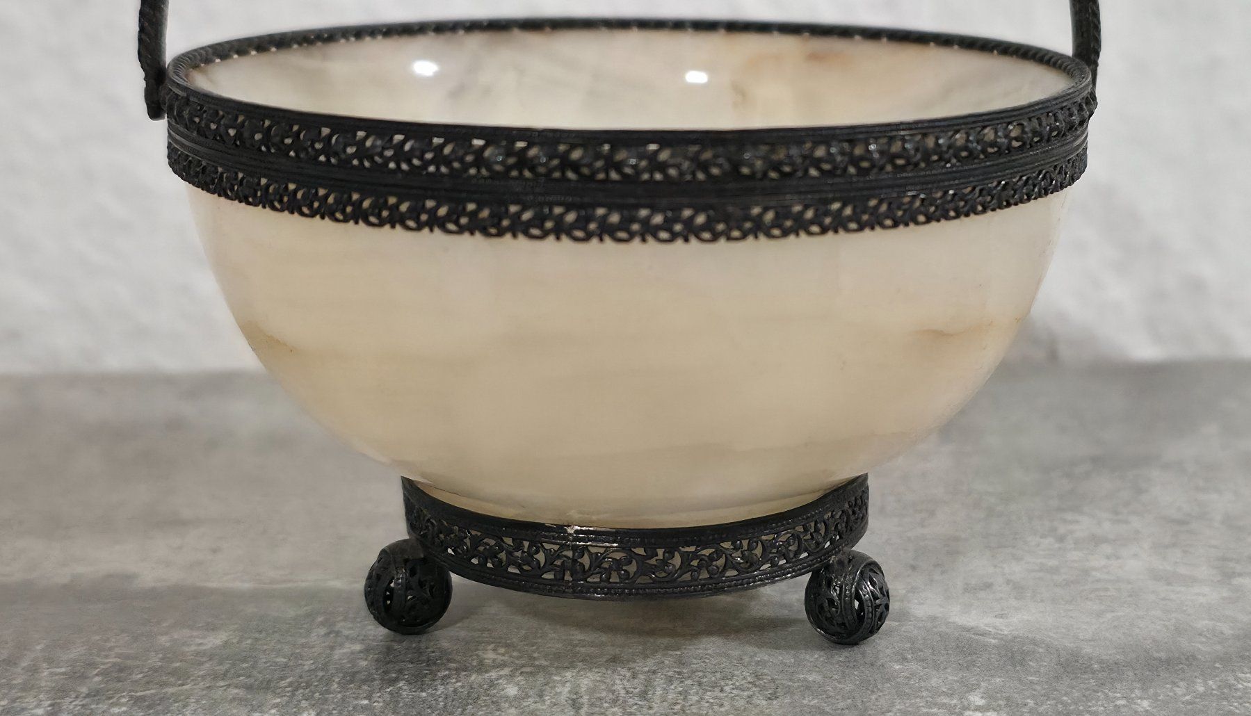 Schalen: ANTIKE 800 SILBER ALABASTER HENKELSCHALE WUNDERSCHÖNE ARBEIT – Gebraucht aus Zürich von spin23 1