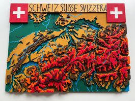 Schweiz Reliefkarte aus Holz, Handgemacht