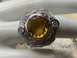 Statemntring mit Citrin in Sterlingsilber, Gr.56