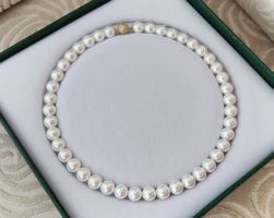 Luxuriöse Muschelkern-Perlenkette Perlen Kette Perlmutt NEU