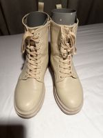 Beige Boots, Schnürstiefel, Grösse 41, Kunstleder