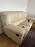 Ledersofas hellbeige: 1 x3er + 1 x2er / 3 Sitze verstellbar