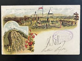 Litho Ansichtskarte Gruss vom Hörnli 1902, seltener Stempel