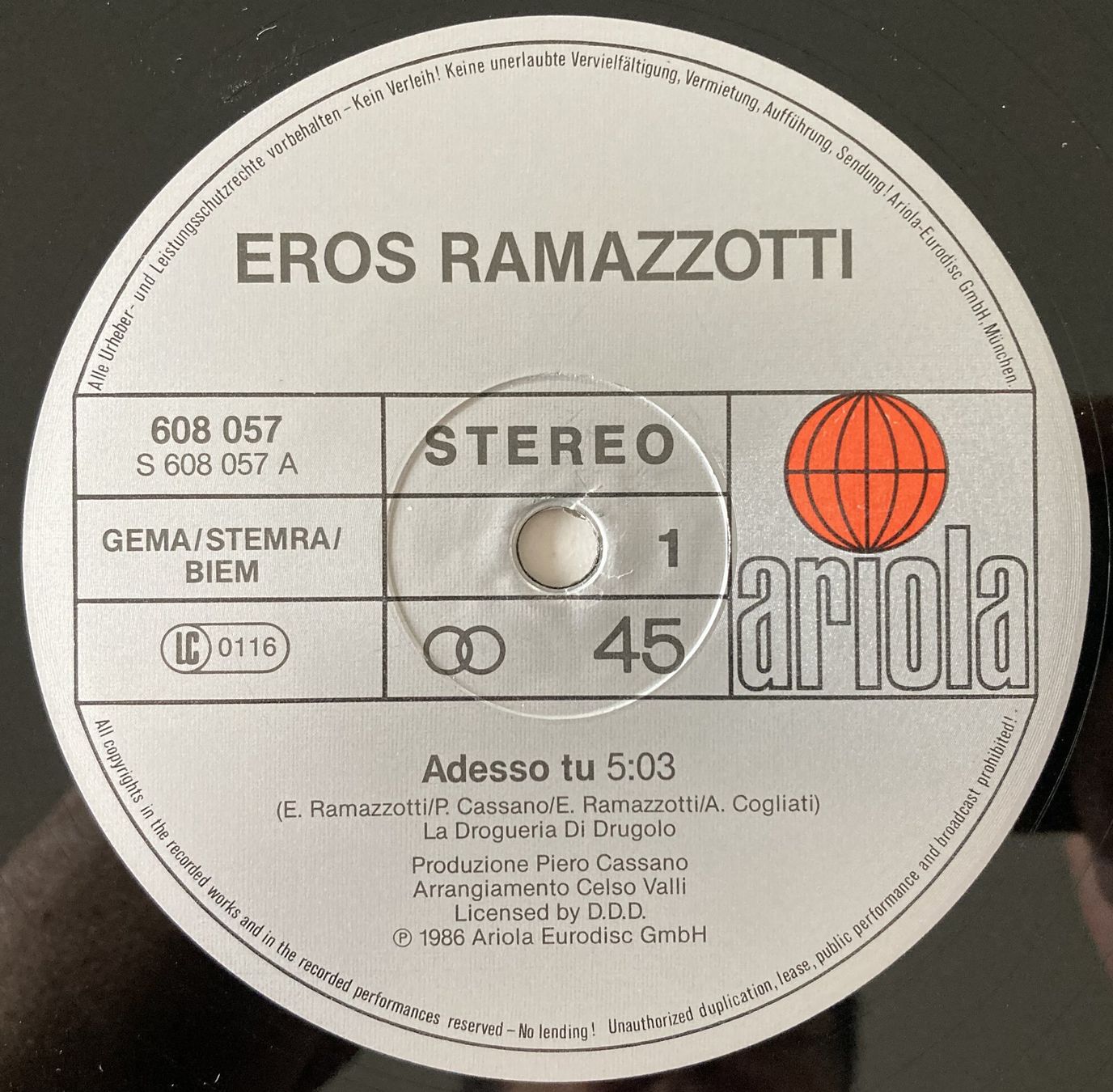 Schallplatten: EROS RAMAZZOTTI - ADESSO TU – Gebraucht aus Bottens von hotter-than-hell 2