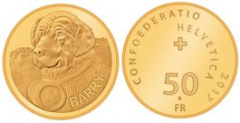 Bernhardiner Barry 50Fr Gold Münze