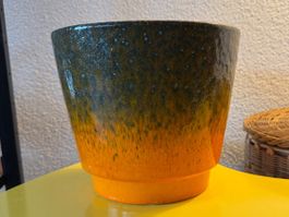 Vase Übertopf Topf Blumentopf Fat Lava Keramik Vintage