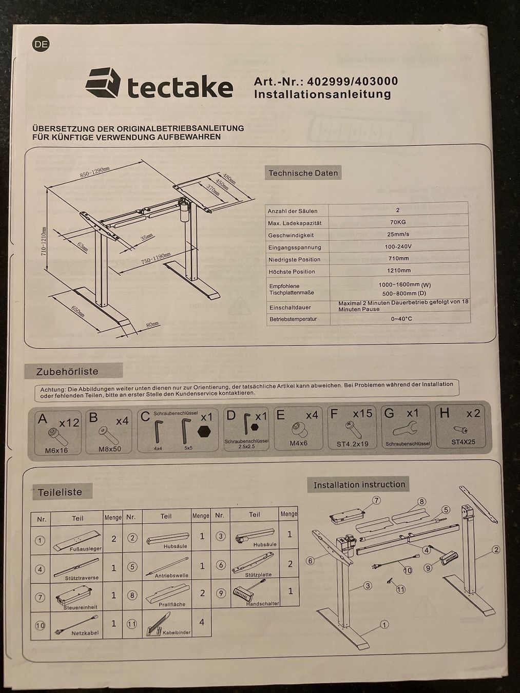 Schreibtische: tectake Schreibtisch elektrisch höhenverstellbar – Neu (gemäss Beschreibung) aus Thalwil von Andieg 4