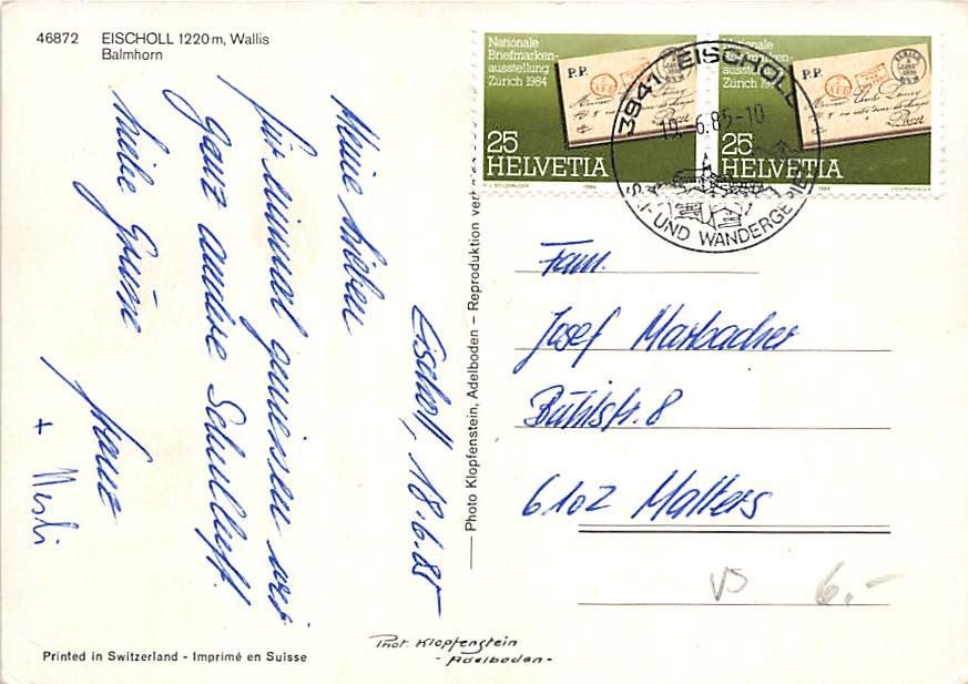 Cartes postales: VS - Eischoll – D'occasion à Ottikon b.Kemptth. par Neptun1974 1