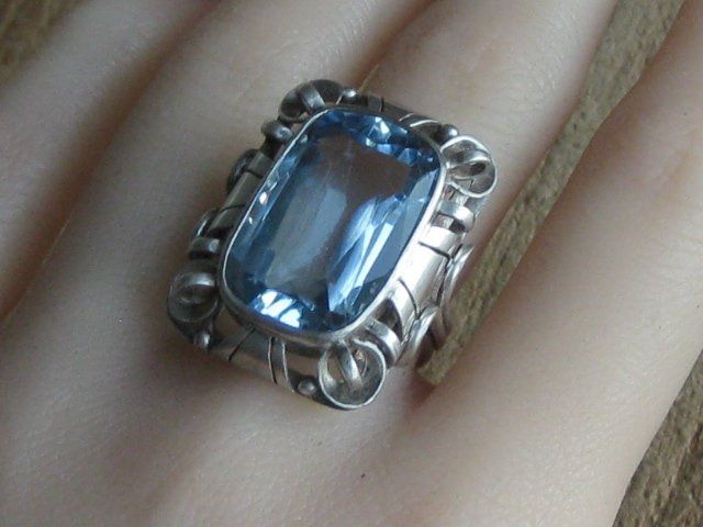 Ringe: Art Deco Ring Silber geprüft blauer Stein antik Gr. 55 – Gebraucht aus Ermatingen von Decovin 5