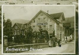 Buochs NW Gasthaus Sternen 2 Bild AK 1917 gebraucht Flecken