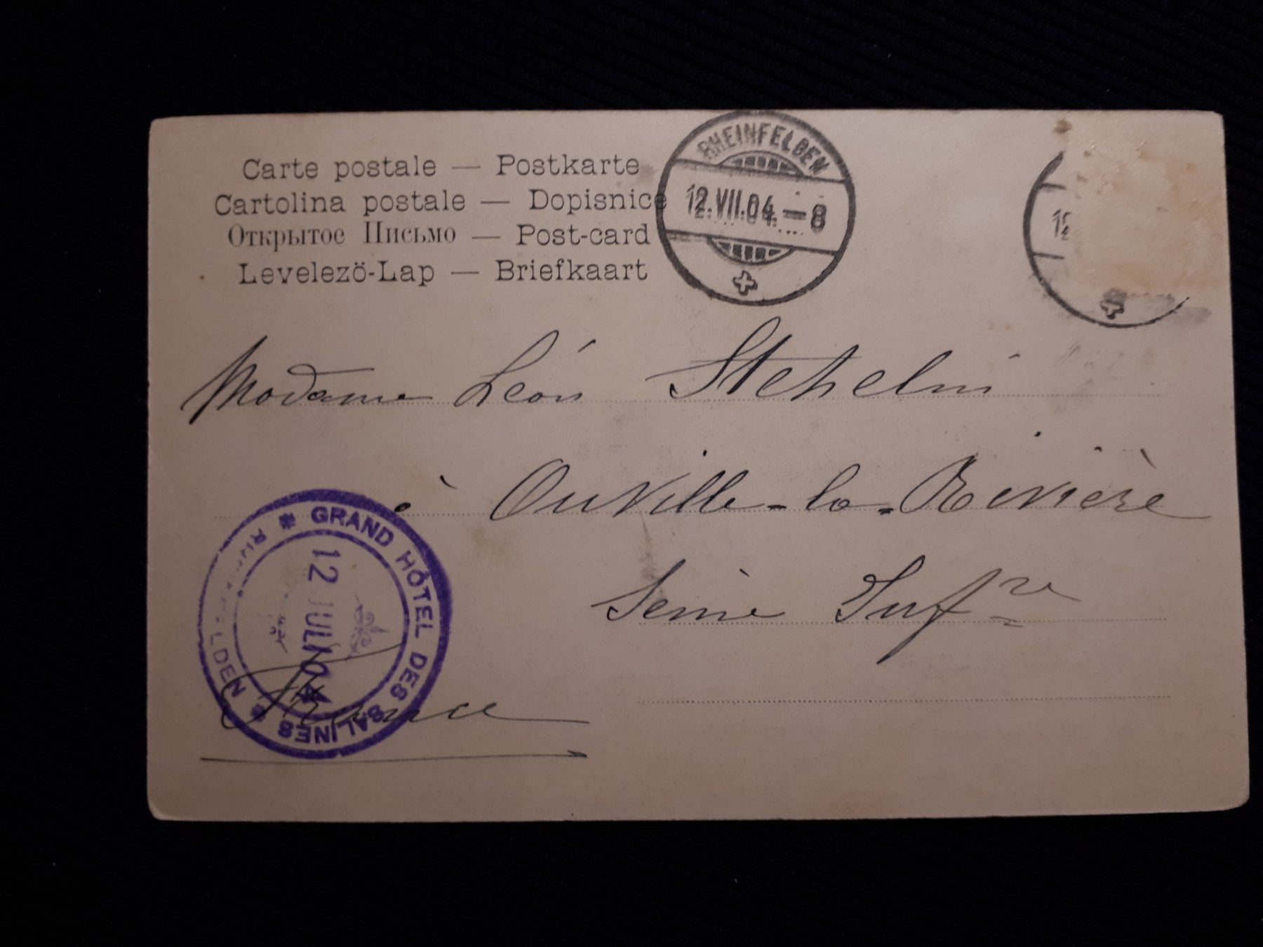Cartoline postali: RHEINFELDEN 1904 - OHNE MARKE – Usato da Ponto Valentino venduto da giorgia06 1