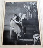 Stoffbild Webbild Seidenwebbild: Cembalostunde, nach 1912