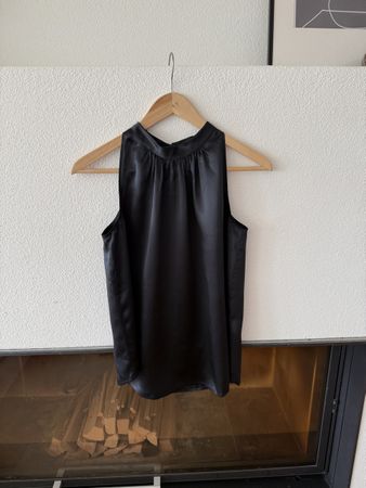 Quince Black Silk Halter Top XS 