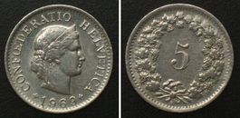 Schweiz 5 Rappen 1969 Ku-Ni STEMPELDREHUNG 12° vz-