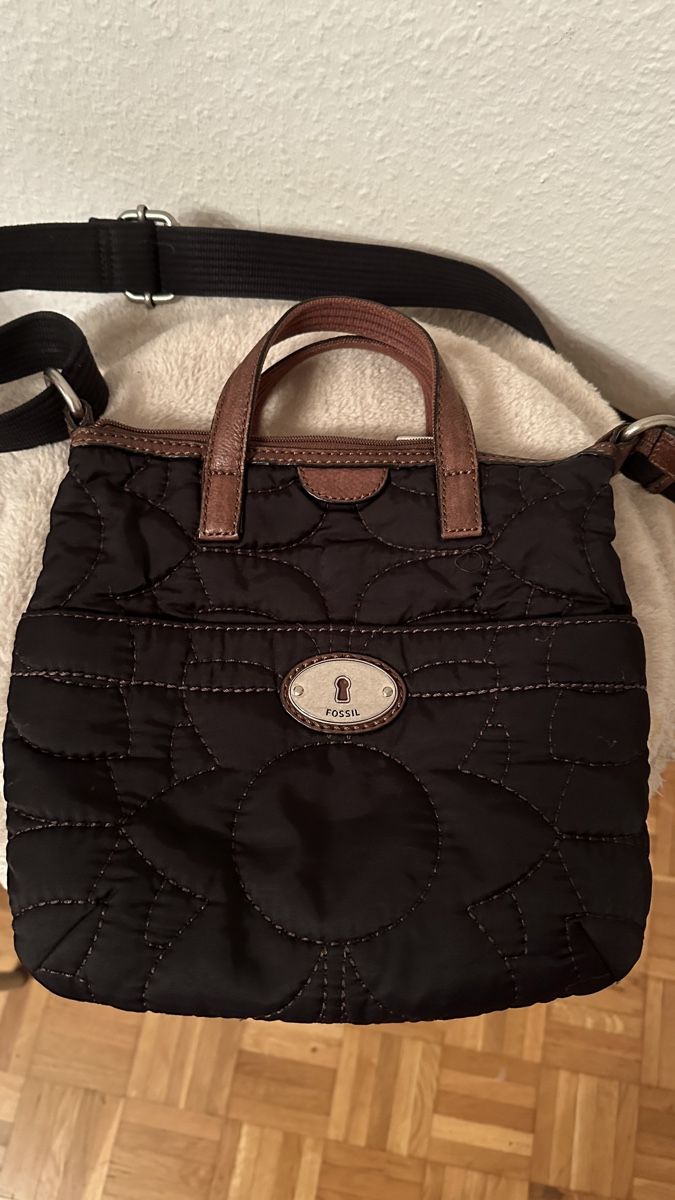 Fossil Taschen für Damen: Fossil Umhängetasche gesteppt braun/schwarz – Gebraucht aus Zürich von Rammis