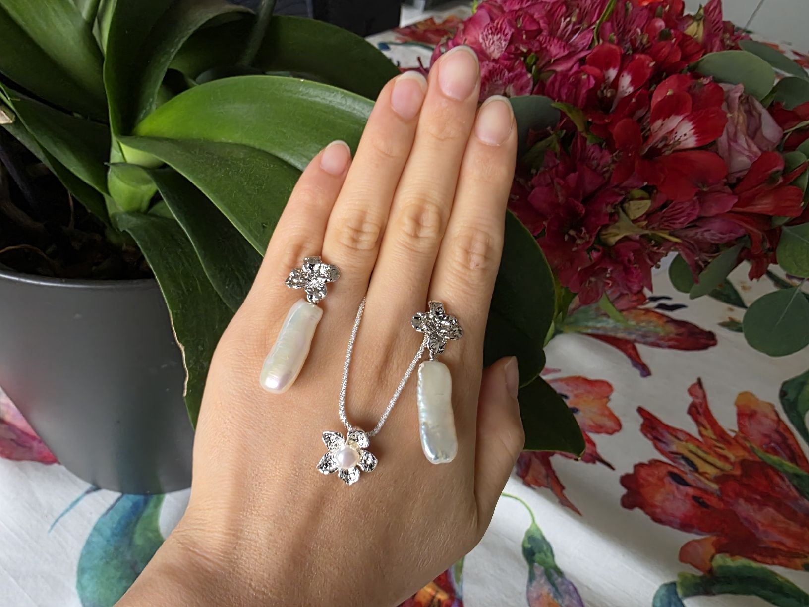 Altri gioielli: Barockperlen Schmuckset in Silber: Einzigartig & modern! – Nuovo e nell'imballaggio originale da Romoos venduto da Jewelrylover 2