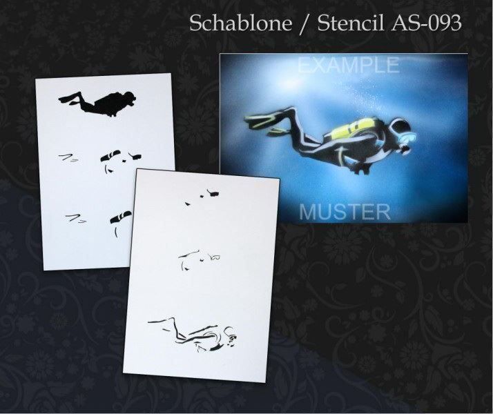 Schablonen: SALE => Step by Step Airbrush-Schablone Taucher – Neu und originalverpackt aus Zürich von airbrush-and-more