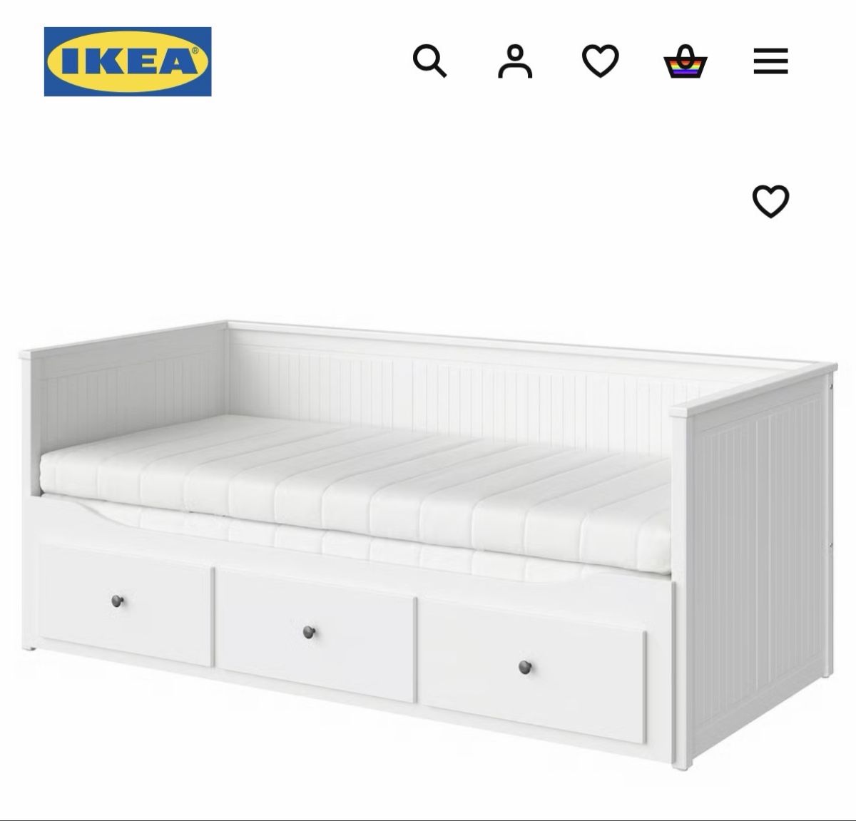Ikea Letti: White Daybed - converts to double bed. Includes mattresses – Usato da Stallikon venduto da RTagel