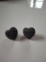 Boucles d'oreilles cœur bleu marine 