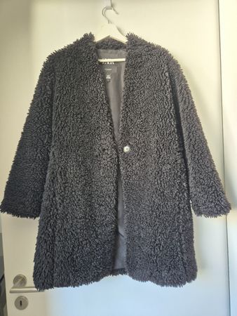 Zara Teddy Mantel schwarz Grösse S