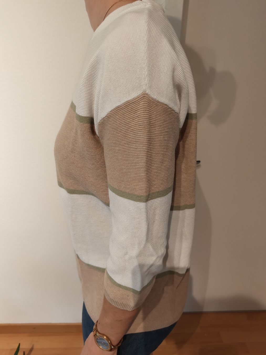 Maglioni & Felpe: Damen Pullover gestreift beige weiss Gr. M – Usato da Olten venduto da Edelw1ss 1
