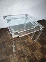 2 Salon Tisch Acrylglas Plexi Messing 60x45x60 & 40x41x52
