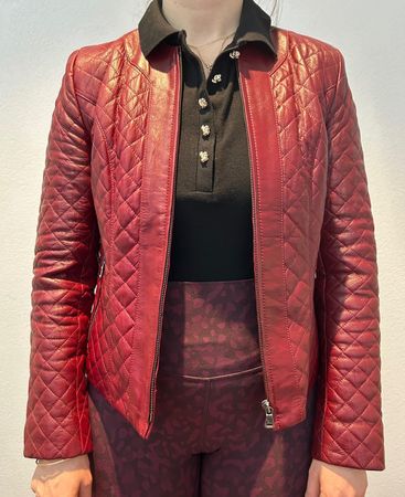 Lederjacke Rot Damen, Grösse 36