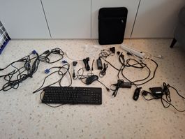 PC Zubehör, IT Konvolut, diverse Kabel, Maus, Tastatur