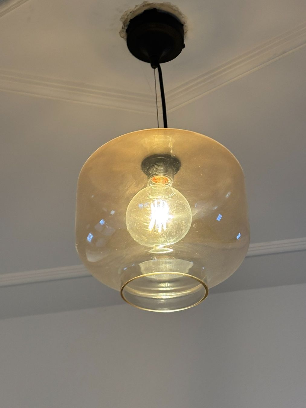 Lampadari & plafoniere: Pendelleuchte mit Rauchglas-Schirm, Ø ca. 25 cm – Usato da Zürich venduto da Farmer79 1