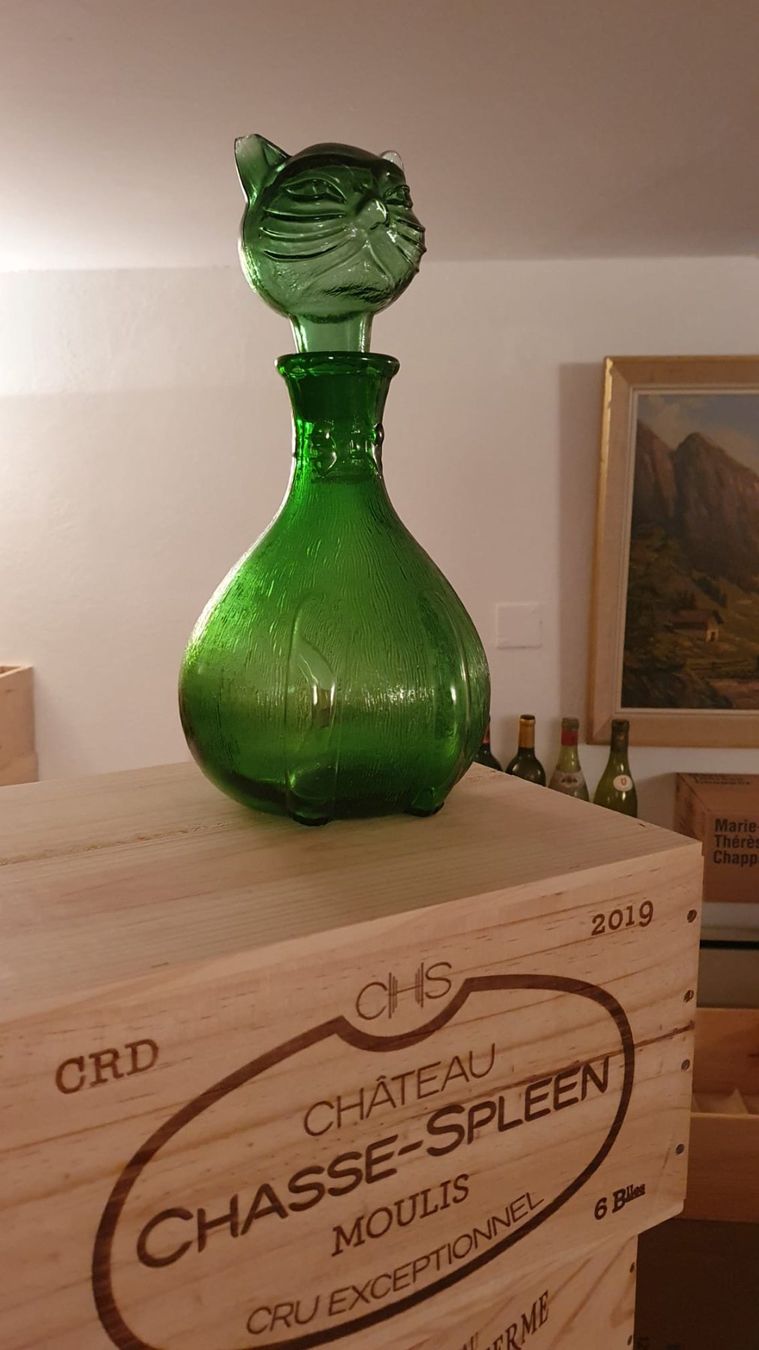 Caraffe: carafe en verre qui représente un chat  taille 33 cm – Usato da GENEVE venduto da goldforall