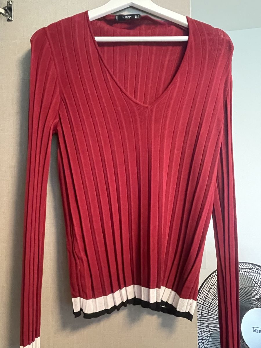 Mango Maglioni & Felpe: Weinroter gerippter Pullover Grösse L Mango – Usato da Aristau venduto da cherry-berry