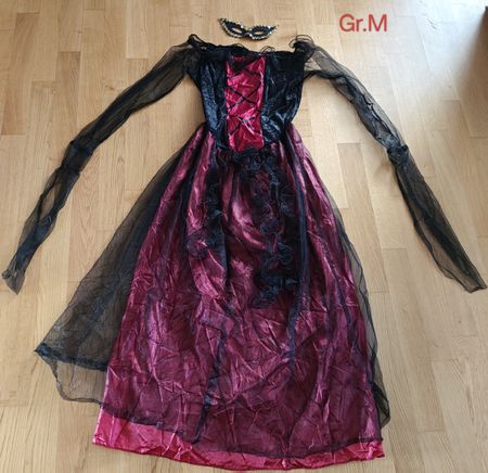 Faschingskostüm Gr.M Weinrot Schwarz mit Maske