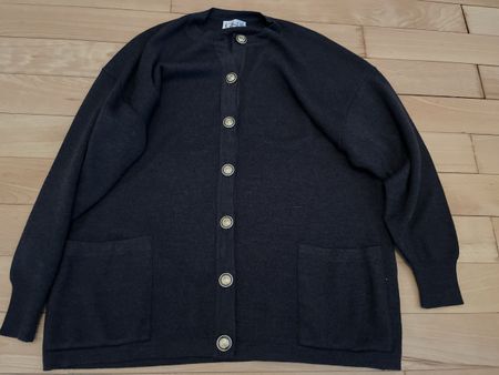 Warme Merino Strickjacke Gr. L/XL, GISPA, dunkelblau, Wolle