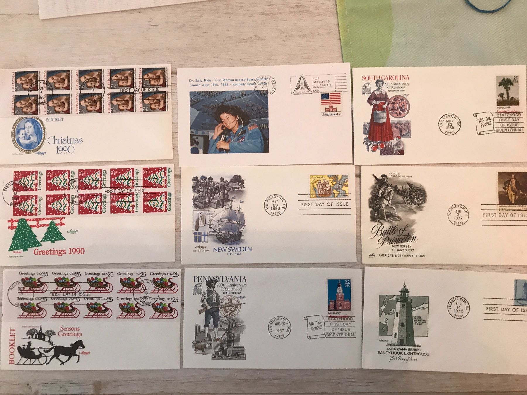Alle Briefmarken: 35 FDC USA (800-14) – Gebraucht aus St.Gallen von Bigdisch 2