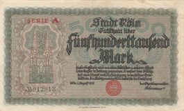 Köln 500000 Mark 01.08.1923 VZ-VZ+ Serie A