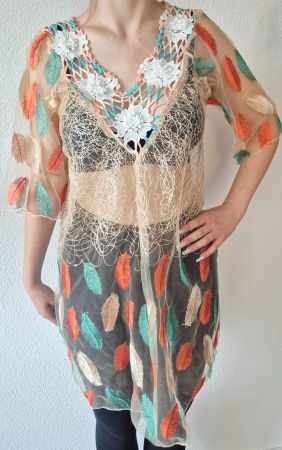 TUNIKA M STICKEREI 38 BLUSE CAPE  TOP ZU BIKINI BUSTIER
