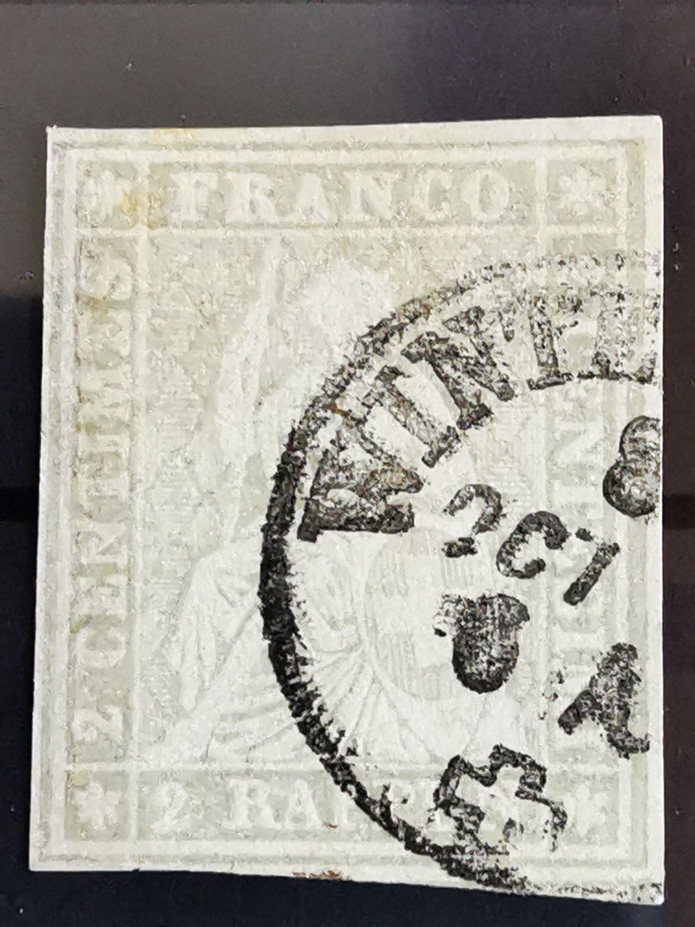 Alle Briefmarken: 21G 750.- Winterthur voll weiss Randig – Gebraucht aus Wangen von Abartix