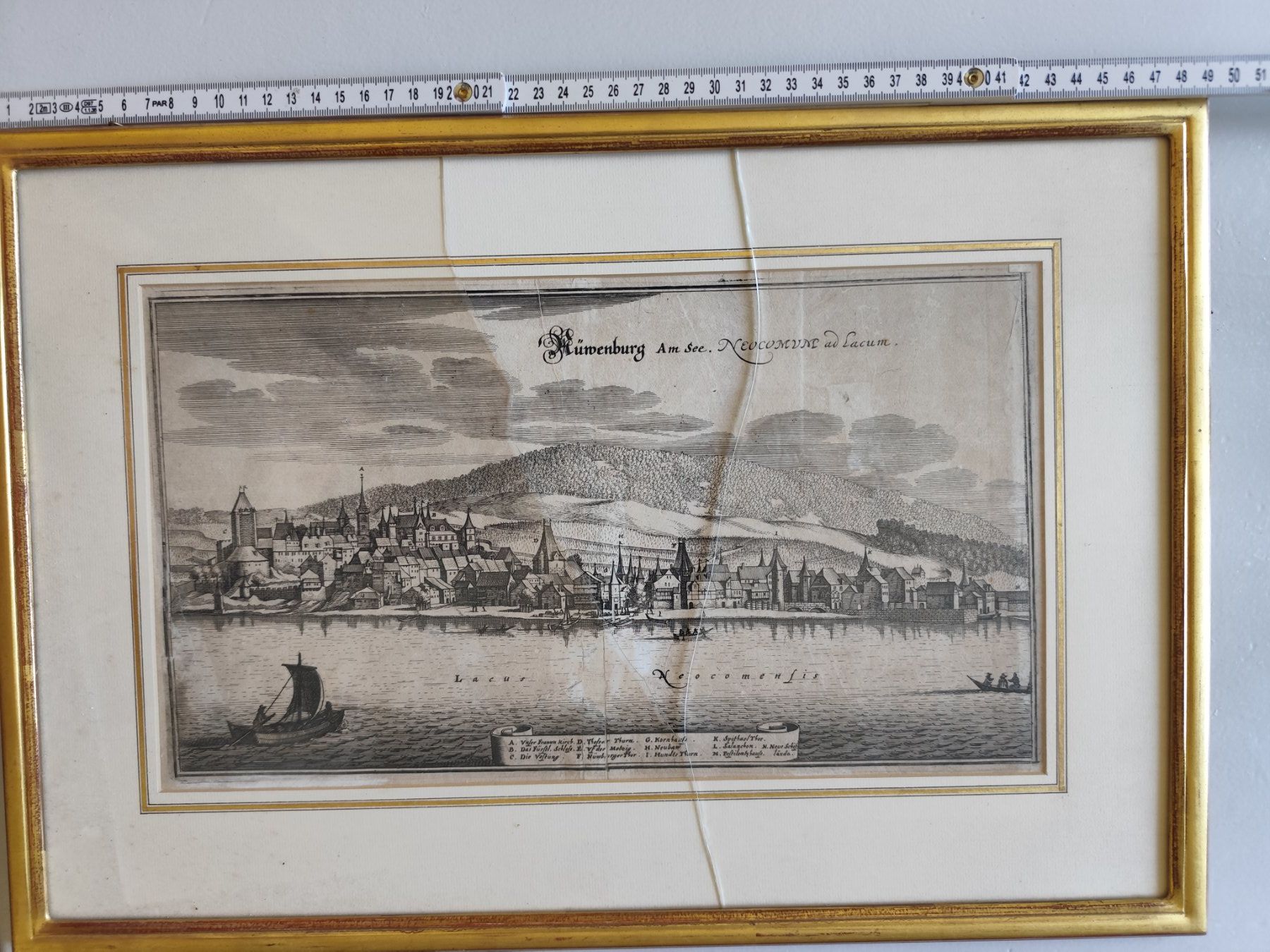 Stiche: Kupferstich Neuenburg leider mit defetem Glas – Gebraucht aus Uerikon von guggif