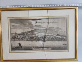Kupferstich Neuenburg leider mit defetem Glas