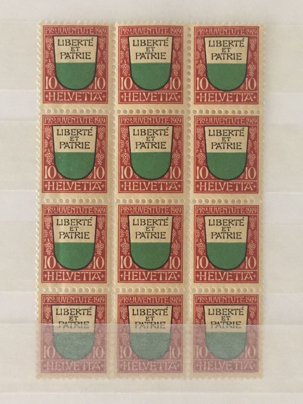 Alle Briefmarken: Pro Patria 1919 10Rp 12erblock – Neu (gemäss Beschreibung) aus zürich von Cf8000