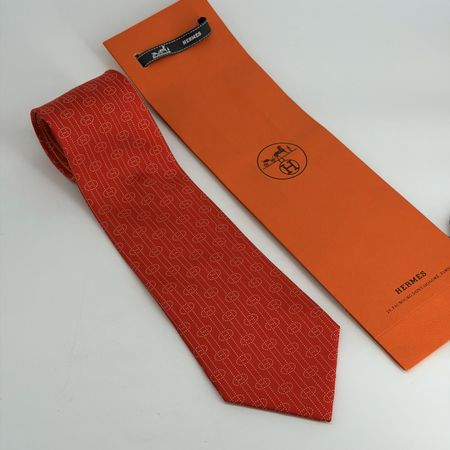 Cravate Hermès rouge 100% soie Made in France