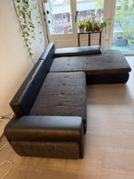 Eck-Schlafsofa, Bezug aus Stoff/Kunstleder, schwarz