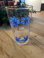 Handbemaltes, antikes Glas „Zum Namenstag“ ca. 1910