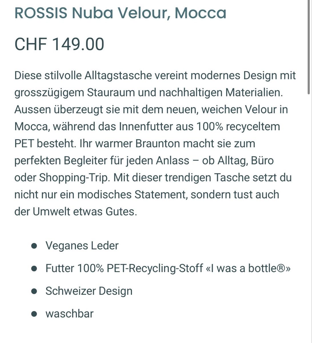 Borse da donna: Rossi's Nuba Velour Tasche – Nuovo (secondo la descrizione) da Zürich venduto da nadinegmd 3