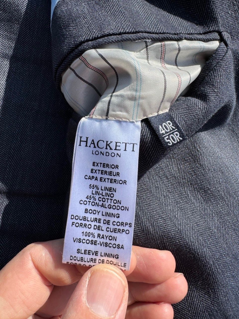 Hackett Giacche: Hackett Jacket / Sakko, Leinen & Baumwolle, grau-blau – Usato da Schlieren venduto da Timsonsan 4