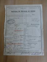 Wolfswil, Bescheinigung Niederlassung/ Aufenthalt 1908