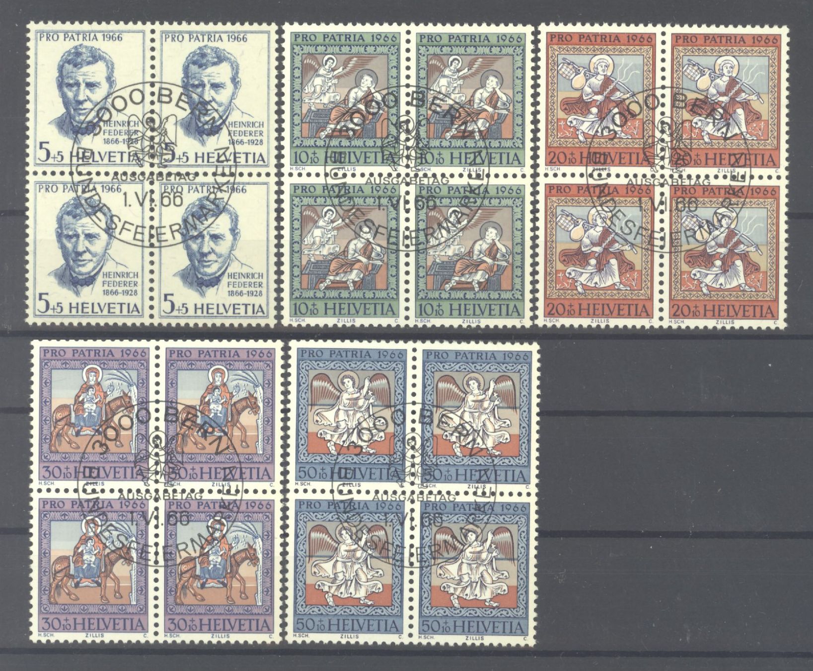 Tutti i francobolli: 1966, Pro Patria, Viererblöcke, ET – Usato da Willisau venduto da Vollstempel