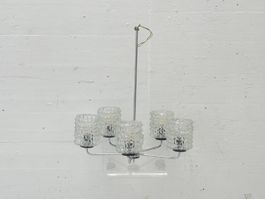 Mid-Century Deckenleuchte 5-flammig mit Strukturglas, 1960er