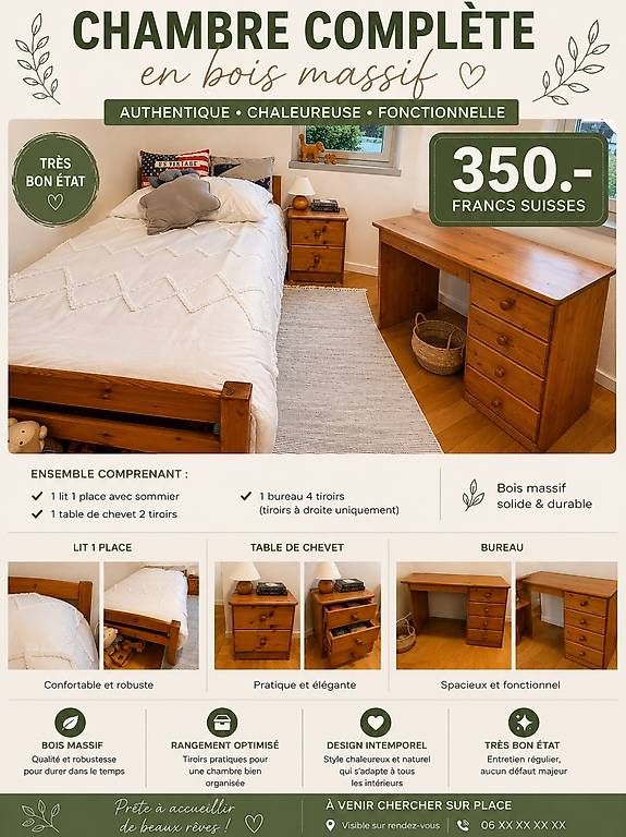 Lits: Chambre complète 1 – D'occasion à Sion par Nayah2